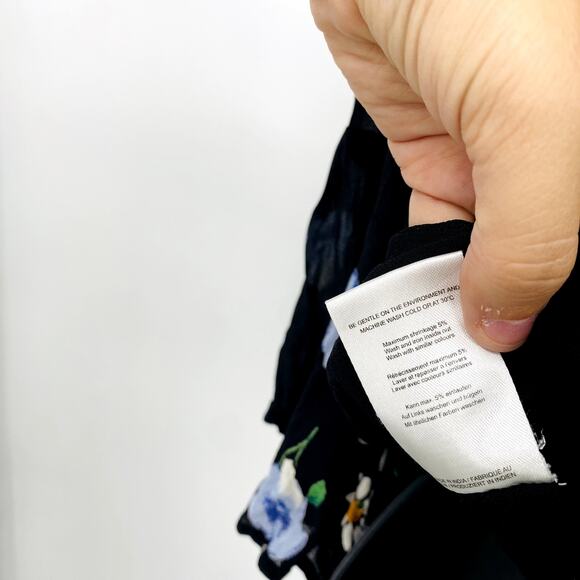 GANNI Black Floral Wrap Silk Blouse - Picture 7 of 8